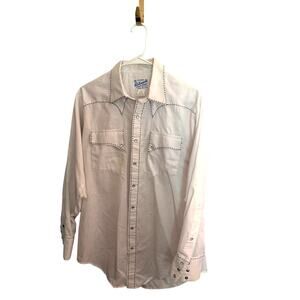 Rockmount Ranch Wear Mens 16-32 White Western Pearl Snap Shirt Saddle Stitch USA